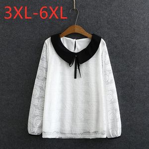 Women's Blouses & Shirts 2021 Ladies Spring Autumn Plus Size Basic Tops For Women Large Blouse Long Sleeve Loose White Lace Shirt 3XL 4XL 5X