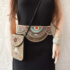 Earrings & Necklace Ethnic Boho Beads Belly Waist Chains Bracelet Sets For Women Handmade Female Elastic Dress Belt Tribal Festival Party Je