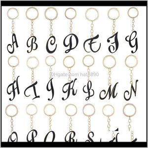 Keychains Aessorieskimter 26 Letters Drip Keychain Personalized A-Z Name Keyfobs Fashion Capital English Alphabet Pendant Keyring Jewelry Ae