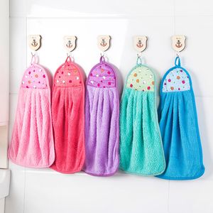 Hand Towel Hanging Kitchen Bathroom Thick Soft Cloth Wipe Towel Cotton Non-oil-Stick Dish Washing Quick-dry