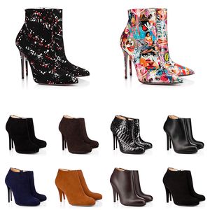Wholesale high kneed boots resale online - women luxury designer boots womens high heels booties black chestnut leather suede winter Ankle Knee boot woman shoes