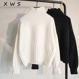 Warme turteneck Herbst winter Pullover Pullover Frauen Langarm dicke weibliche Pullover weibliche Jumper weiß pullover top 210604