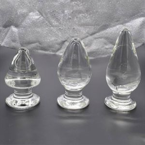 5cm Big Glass Butt Plug Cristal Dildo Anal Plug para Homem Prostato Massagem Masturbação Estimular Bead Anal Orgasmo Gay Sexo Produto X0401