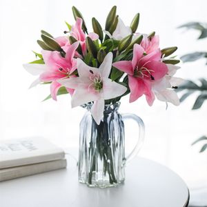 Decoratieve simulatie lelie kunstbloemen thuisfotografie tafel accessoires bruiloftsfeest levert gedroogde bloemen