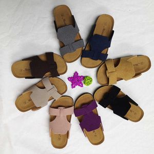 Children Cork Slippers Fashion Summer Sandals Kids Suede Leather Flat Shoes Child Boys Girls Spring Autumn Beach Shoe 210712