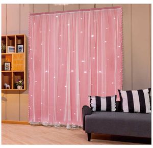 Тюльские шторы в гостиной розовые шторы для комнатного зала Tulle для окон дома украшения дома интерьер гирлянды занавес 210712