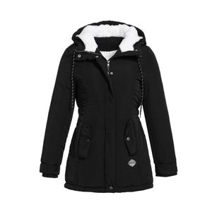 Donne Parkas Giacca invernale incappucciata in cotone spesso in cotone Plus size caldo femmina cappotto moda metà lungo cappotto rivestito in piumino outwear 210916