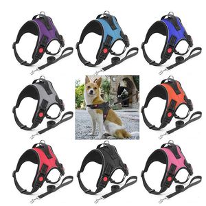 Dog Collars & Leashes Pet Explosion-Proof Harness Rushed Adjustment Easy Control Handle For Small Medium Dogs Training Walking Vest