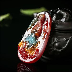 Halsband Hängsmycken Smycken Colorf Ridning Dragon Guanyin Charms Jade Pendant Drop Leverans 2021 V2eqn