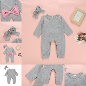 Wholesale tie back romper for sale - Group buy 0 M Newborn Kid Baby Girl Clothes Long Sleeve Back Bowknot Bow Tie Romper Elegant Cute lovely Jumpsuit Autumn Cotton Outfit Y2