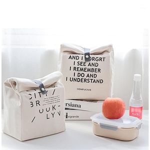 Torby do przechowywania Original Design Nordic Simple Letter Type Lunch Box Torba izolacyjna Piknik Mały świeży i wielofunkcyjny pakiet tkanin Andralyn