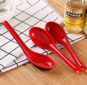 Red Black Color Melamine Spoons Home Flatware Japanese Plastic Bowl Soup Porridge Spoon JJA9306