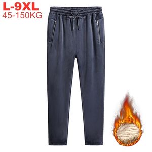 Stor storlek 9xl 8xl vinter varma sportbyxor män casual tjockna fleece jogger trackpants män byxor taktiska sweatpants man 211119