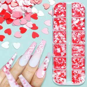 Nail Art Decorations Romantic Love Heart Butterfly Sequins Red Pink Valentines Day Glitter Flakes Nails Dekoration Manikyr Tillbehör