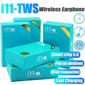 TWS Headsets sans fil Bluetooth 5.0 Mini Écouteurs intra-auriculaires I11 Emission avec boîte de chargement Microphone pour téléphones portables
