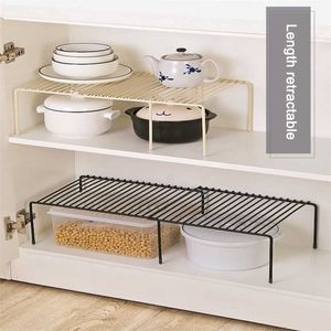 Cabinet Shelf Organizers Stackable Expandable Set Of 2 Metal Kitchen Counter Shelves Mini Storage Rack Retractable 211112