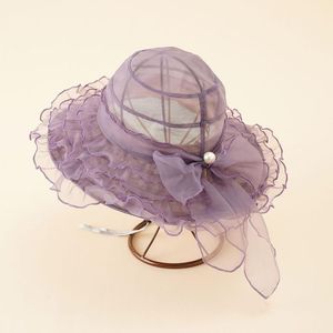 Wide Brim Hats Women s Fascinator Bridal Tea Party Wedding Hat Ladies Female Fedoras Solid Color Cute Fashion Outdoor Cap
