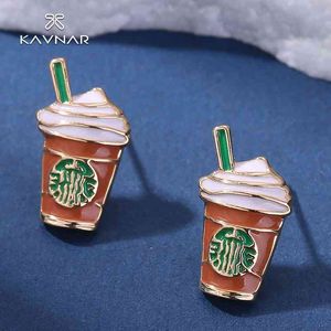 Imitation Starbucks Kaffekopp Söt vind Små Frisk Temperament Örhängen Visa Personlighet Japansk och Koreansk stil
