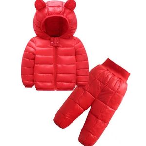 Set di vestiti per bambini Inverno Ragazze e ragazzi Piumini con cappuccio Cappotto-Pantalone Tuta Tuta per bambini caldi Abbigliamento 211224