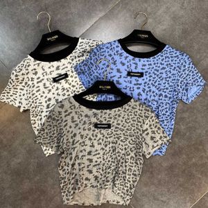 FAOP Lato Projekt Krótki Rękaw O Neck Leopard Slim T Shirt Kobiety Top Fashion GB332 210709