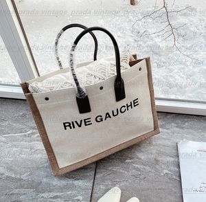 Principais bolsas femininas Rive Gauche Tote bolsa de compras bolsa de linho da moda de alta qualidade Grandes bolsas de praia de designer de luxo viagens Crossbody Shoulder Wallet Purses