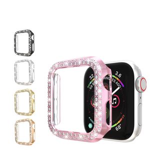 Custodie protettive con diamanti per Apple Watch iwatch 38mm 40mm 42mm 44mm Custodia per orologio placcata PC con pacchetti di colori al dettaglio