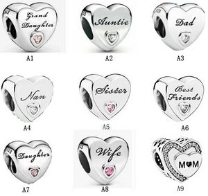 Designer-Schmuck 925 Silber-Armband-Charm-Korn passend für Pandora-Serie Love Style Lovers hängende Slide-Armbänder Perlen European Style Charms Perlen Murano