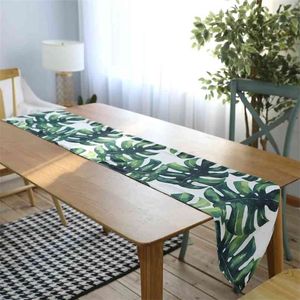 Moderna bordslöpare Camino Mesa Runners för bröllopsfest Palm Leaf Chemin Table Tafelloper Monstera Placemat 210628