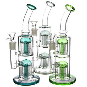 Doppelarm-Baum-Perc-Glas-Ölplattformen, Wasserpfeifen, dicke Glas-Wasserbongs, Pfeifen-Bubbler-Dab-Zubehör mit 14-mm-Banger