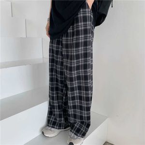 Black Gothic Plaid Trousers Autumn Sportswear Loose Pants Sweatpants Hip Hop Streetwear Male Funny Korean Punk Gothic Pants Y0811