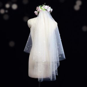 ブライダルベールズハンドメイド櫛の融解大聖堂ベールシャンパン指先の花嫁のアクセサリーと手作りの豪華な真珠の結婚式