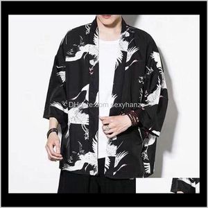 Entrega de vestuário de roupas étnicas 2021 Japonês Kimono Tradicional Cardigan Men Thin Harajuku Streetwear