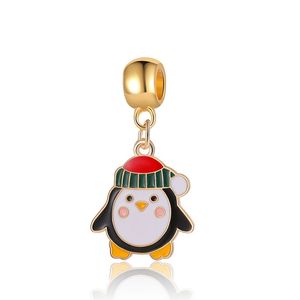 Fits Pandora Bracelets 20pcs Red Enamel Christmas Hat Penguin Dangle Pendant Charms Beads Silver Charms Bead For Women Diy European Necklace Jewelry