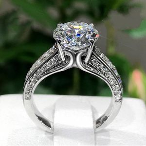 Anéis de cluster vintage 2ct laborra diamante anel 925 esterlina prata engajamento de casamento de casamento para mulheres homens gemstones aniversário jóias