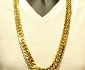 Мужская модель толстая коренастая цепочка 18 K Сплошное желтое прекрасное золото ожерелье 24 