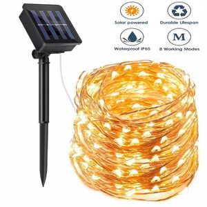 Solar Julljus Led String Fairy Light 8 Modes Julljus för Bröllopsfest Holiday Lights Garden Decoration 211104