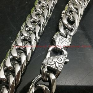 Högkvalitativ 13 / 16mm 7-40 Silverfärg 316L StainlSteel Mäns coola kubansk tunga länkkedja halsband x0509