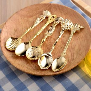 Spoons 50%5Pcs/Set Coffee Scoop Antique Graceful Shape Alloy Royal Style Table Spoon For Home