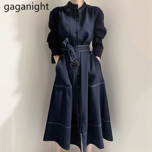 Gaganight Vintage Элегантные Женщины Maxi Bodycon Платье Мода Офис Леди Сплошной Линия Трешевые Платья Chic Корейский Vestidos Осень 210519