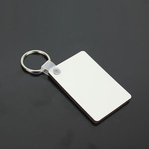 Blank Sublimation Rectangle Hardboard Keychain Stampa fai da te MDF Portachiavi in legno Accessori regalo promozionale Portachiavi a trasferimento termico