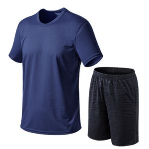 Dorywczo oddychający sportswear lato lód slik mężczyzna zestawy dres szybkozwy suchy t-shirt + spodenki 2 sztuk zestaw sportowe sportowe