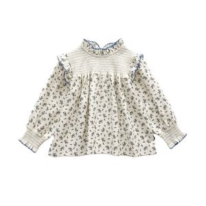 Baby Girls Floral Shirt Barnens bomull Långärmad Toddler Girl Fall Kläder Blus 210515