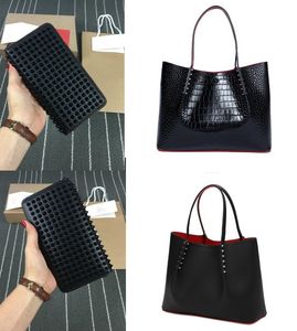 Fashion Bag cabata designer totes rivetto portafogli in vera pelle Red Bottom Handbag borse composite famose borse per la spesa Black White
