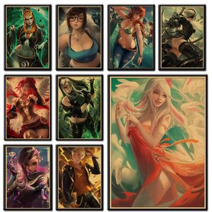 Adesivos de parede Final Fantasy Tifa Lockhart Anime Manga Poster Art Art Vintage Kraft Papel Decorativo HD Imprime No.9