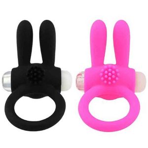 NXY Cockrings Elastic Rabbit Penis Vibrator Ring Delay Ejacualtion Sex Toys for Men Silicone Cock Vibrating Clitoris Stimulate 1214