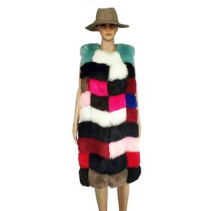 autumn winter multicolor stitched fur vest female warm Mink Fur Vest 211207