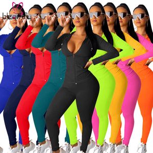 XS-Kleidung für Damen, Neon-Pink-Orange, zweiteiliges Set, Club-Outfits, Langarm-Hoodie-Oberteil und Leggings, Herbst-Frauen-Trainingsanzug Y0625