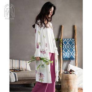 Nidia Pajamas Nightgown Women's Spring And Autumn Cotton Long Sleeve Trousers LACE VEST Elegant Home Three Piece Suit Two Pants