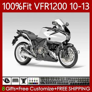 Injektionskropp för Honda VFR1200F Crossstourer VFR 1200 RR CC F 10-13 76NO.36 VFR1200X VFR-1200 VFR1200 10 11 12 13 VFR1200RR 2010 2011 2012 2013 Vit svart OEM Fairing