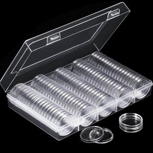100pcs Plastic Clear Coin Capsules 27mm 30mm Transparent Coin Holder Round Storage Box Case Commemorative Coin Medal Collection 210331